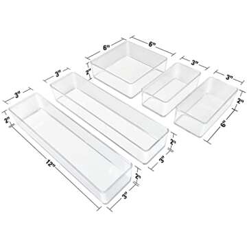 Sorbus 5-Piece Clear Drawer Organizer Set for All Spaces