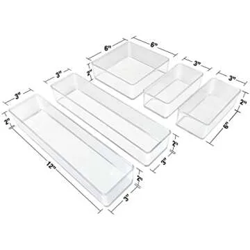 Sorbus 5-Piece Clear Drawer Organizer Set for All Spaces