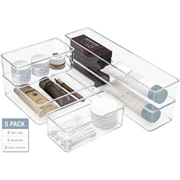 Sorbus 5-Piece Clear Drawer Organizer Set for All Spaces