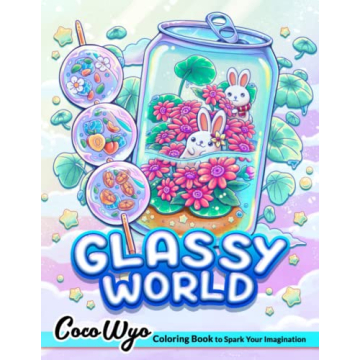 Glassy World Coloring Book: Coloring Books With Adorable Illustrations Such As Cute Glassy Stuff, Items, Adorable Animal, Kawaii Foods And More For Stress Relief & Relaxation