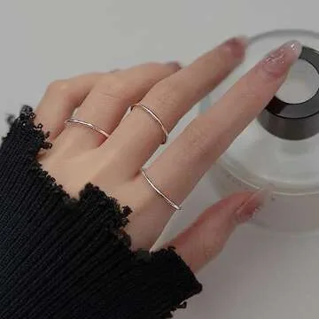 MILACOLATO 1mm Sterling Silver Rings for Women Men 18K White Gold Plated Plain Stackable Thumb Rings...