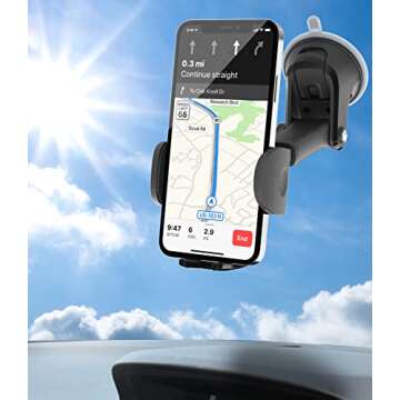 APPS2Car Phone Mount for Car Windshield [Quick Retractable Long Arm] Suction Cup Cell Phone Car Hold...