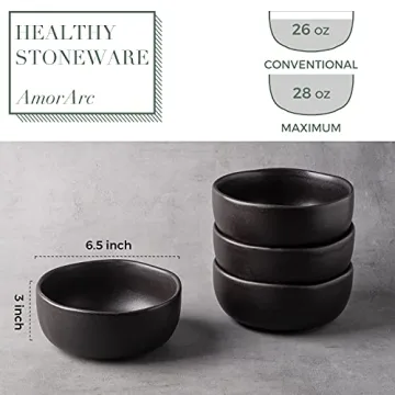 Elegant AmorArc Stoneware 28oz Bowls Set for Kitchen