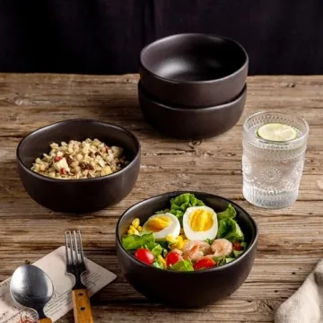 Elegant AmorArc Stoneware 28oz Bowls Set for Kitchen