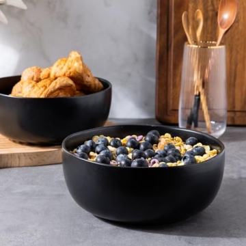 Elegant AmorArc Stoneware 28oz Bowls Set for Kitchen