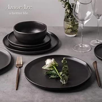 Elegant AmorArc Stoneware 28oz Bowls Set for Kitchen