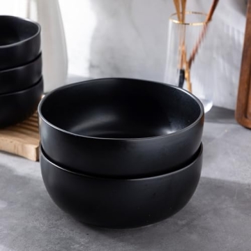 Elegant AmorArc Stoneware 28oz Bowls Set for Kitchen