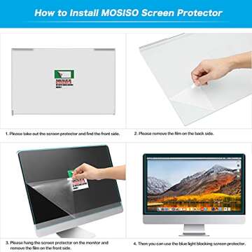 MOSISO 23-24 inch Computer Blue Light Blocking Screen Protector Anti-UV Eye Protection Filter Film Panel for Diagonal 23,23.6,23.8,24 inch 16:9 Widescreen Desktop PC LED Monitor(21.26x13.39 inch/LxW)