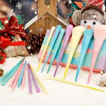 Docolor Makeup Brushes 17 Pcs Colourful Makeup Brush Set Premium Gift Synthetic Kabuki Foundation Blending Face Powder Blush Concealers Eyeshadow Rainbow Make Up Brush Set - Dream of Color