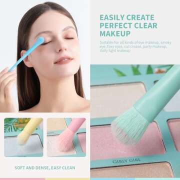 Docolor Makeup Brushes 17 Pcs Colourful Makeup Brush Set Premium Gift Synthetic Kabuki Foundation Blending Face Powder Blush Concealers Eyeshadow Rainbow Make Up Brush Set - Dream of Color