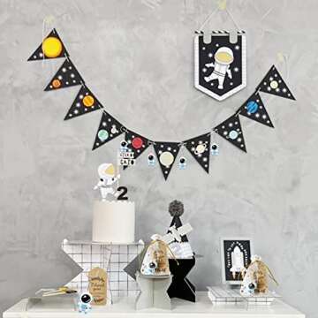 Astronaut Space Party Favors 18 Sets with Astronaut Space Keychains Star Moon Organza Bags Thank You Kraft Tags for Party Supplies School Reward Birthday Wedding Baby Shower Return Present Supplies