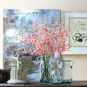 Flower Vase Glass Elegant Double Ear Decorative Handmade Air Bubbles Bluish Color Glass Vase for Centerpiece Home Decor (Small)