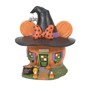 Department 56 Disney Village Halloween Minnie Mouse Pumpkintown House Lit Building, 7.76 Inch, Multi...