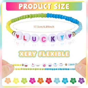 Ecation 96 Pcs Beaded Friendship Bracelets Bulk Inspirational Stretch Bracelets Y2k Colorful Cute Adjustable Jewelry for Rainbow Princess Summer Beach Women Party Favors Friend Gifts(Classic)