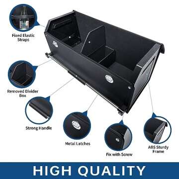 XCF Car Organizer Trunk, Durable Collapsible Leather Car Trunk Organizer with Lid and Sturdy Handle, Auto Cargo Storage Compartments, SUV/Car Accessories for Men/Women (11.4 x 27 x 12.2, Black)