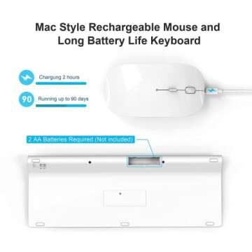 Wireless Keyboard and Mouse Combo, Gamcatz 2.4G Ultra Thin Compact Keyboard and Silent Type-C Rechar...