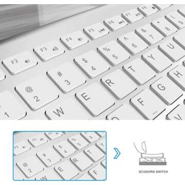 Wireless Keyboard and Mouse Combo, Gamcatz 2.4G Ultra Thin Compact Keyboard and Silent Type-C Rechargeable Mouse for Mac iMac MacBook Air PC Laptop Tablet Computer Windows-Silver White