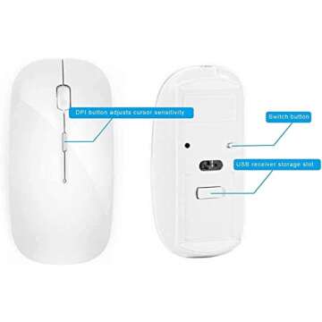 Wireless Keyboard and Mouse Combo, Gamcatz 2.4G Ultra Thin Compact Keyboard and Silent Type-C Rechargeable Mouse for Mac iMac MacBook Air PC Laptop Tablet Computer Windows-Silver White