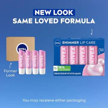 NIVEA Shimmer Lip Care, Shimmery Lip Balm Pack with Shea Butter, Nourishing Oils and Vitamin C & E, ...