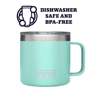 YETI Rambler 14 oz Insulated Mug with Lid, Seafoam