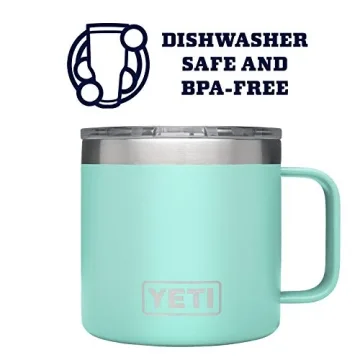 YETI Rambler 14 oz Insulated Mug with Lid, Seafoam