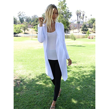 Isaac Liev Extra Long Duster Cardigan for Women - 2X White