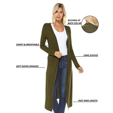 Isaac Liev Extra Long Duster Cardigan for Women - 2X White