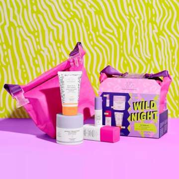 Drunk Elephant Wild Night: The Evening Kit: includes Lala Retro Whipped Cream, T.L.C. Framboos Glycolic Night Serum, Ceramighty AF Eye Balm, and Beste No. 9 Jelly Cleanser
