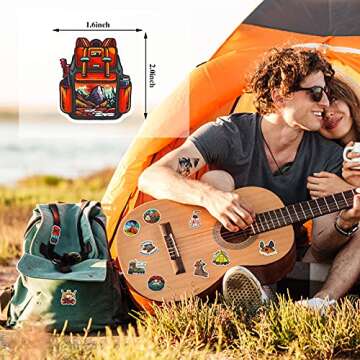 200 Pieces Vinyl Waterproof Wilderness Nature Stickers Hiking Camping Travel Decals for Water Bottle...