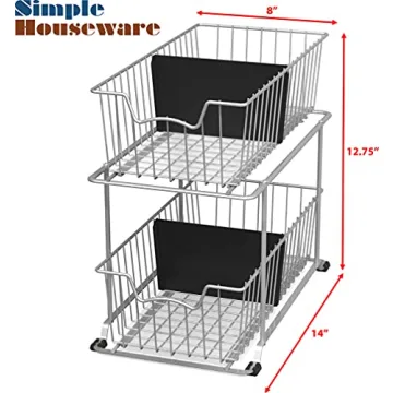 Simple Houseware 2 Tier Cabinet Wire Basket Drawer Organizer, Grey