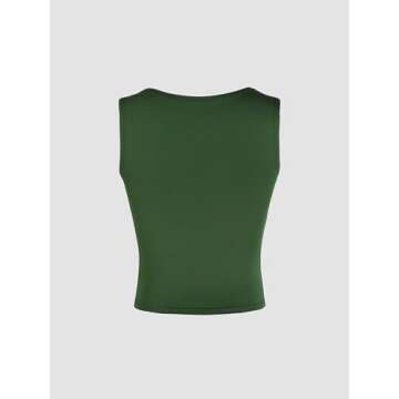 CIDER Lace Crop Tank Tops for Women Summer V Neck Sleeveless Going Out Tops Ruched Sexy Tee Trendy T Shirts Casual Green