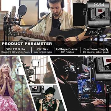 GVM 560 LED Video Light, Dimmable Bi-Color, 2 Packs Photography Lighting with APP Intelligent Control System, Lighting for YouTube, Studio, Outdoor, Video Lighting Kit, 2300K-6800K, CRI 97+