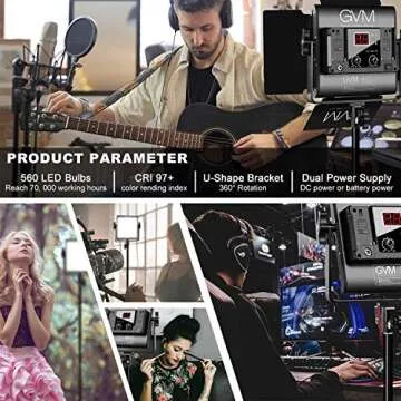 GVM 560 LED Video Light, Dimmable Bi-Color, 2 Packs Photography Lighting with APP Intelligent Control System, Lighting for YouTube, Studio, Outdoor, Video Lighting Kit, 2300K-6800K, CRI 97+