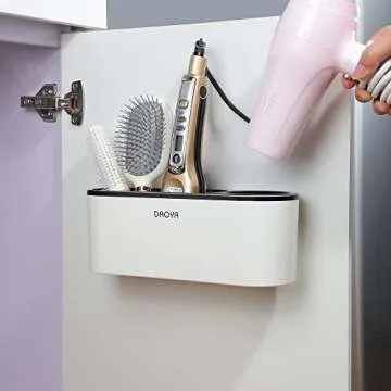 DAOYA Hair Dryer Holder - White Tool Organizer Blow Cabinet Door, Bathroom Curling Iron for Straightener Styling Tools Storage
