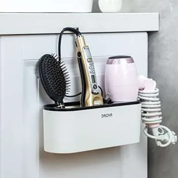 DAOYA Hair Dryer Holder - White Tool Organizer Blow Cabinet Door, Bathroom Curling Iron for Straightener Styling Tools Storage