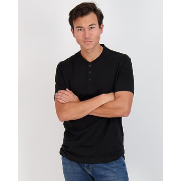 Versatile Real Essentials 3-Pack Men's Henley T-Shirts  