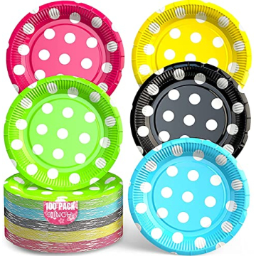 Vibrant 9 Inch Eco-Friendly Disposable Plates 100 Pack - Durable & Stylish