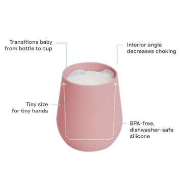 ezpz Tiny Cup (Blush) - 100% Silicone Training Cup for Infants - 4 months + - Designed by a Pediatric Feeding Specialist - Baby-led Weaning Essentials & Baby Gifts