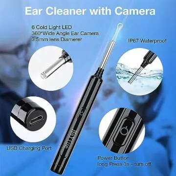 Ear Wax Removal with Camera, Earwax Remover Tool, 1296P FHD Wireless Ear Otoscope with 6 LED Lights, 6 Ear Spoon & 6 Traditional Tools Ear Wax Removal Kit for iPhone, iPad & Android Smart Phone