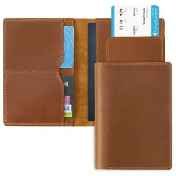Jack&Chris Leather Passport Holder, Handmade Passport cover, Travel Wallet Cover Case for Men and Wo...