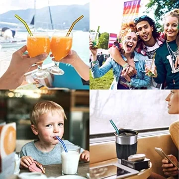 Panesor 12PCS Reusable Glass Drinking Straws with Cleaning Brushes