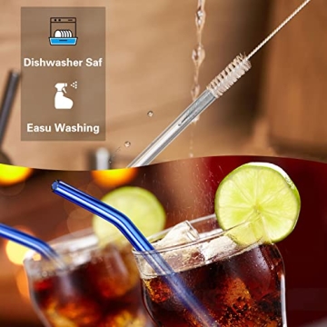 Panesor 12PCS Reusable Glass Drinking Straws with Cleaning Brushes