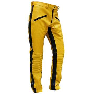 Famous Uma Thurmans Yellow Bride Motorcycle Pant - Beatrix Kill Kiddo Bill Women Leather Biker Pant