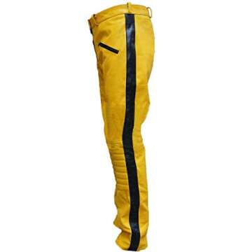 Uma Thurman's Yellow Motorcycle Biker Pants - Iconic Style