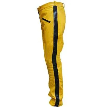 Uma Thurman's Yellow Motorcycle Biker Pants - Iconic Style