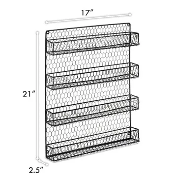 1790 Rustic Chicken Wire Spice Rack for Stylish Kitchens