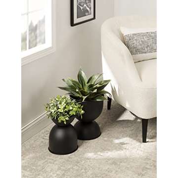 Kate and Laurel Volz Modern Indoor Planter, Set of 2, Black, Sophisticated Modern Home Decor for Sto...