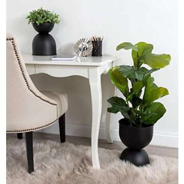 Kate and Laurel Volz Modern Indoor Planter, Set of 2, Black, Sophisticated Modern Home Decor for Storage and Display