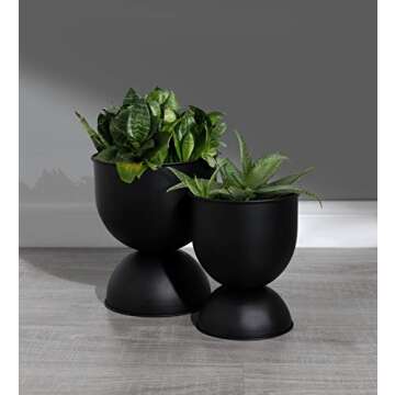 Kate and Laurel Volz Modern Indoor Planter, Set of 2, Black, Sophisticated Modern Home Decor for Storage and Display