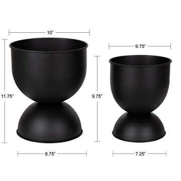 Kate and Laurel Volz Modern Indoor Planter, Set of 2, Black, Sophisticated Modern Home Decor for Storage and Display